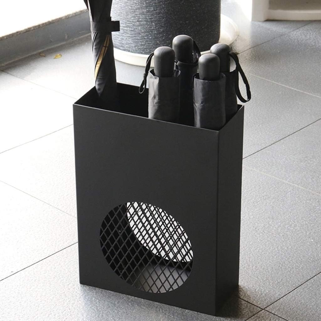 Umbrella Stand, Rectangular Umbrella Holder with Water Tray,Hollow Out Design, Black