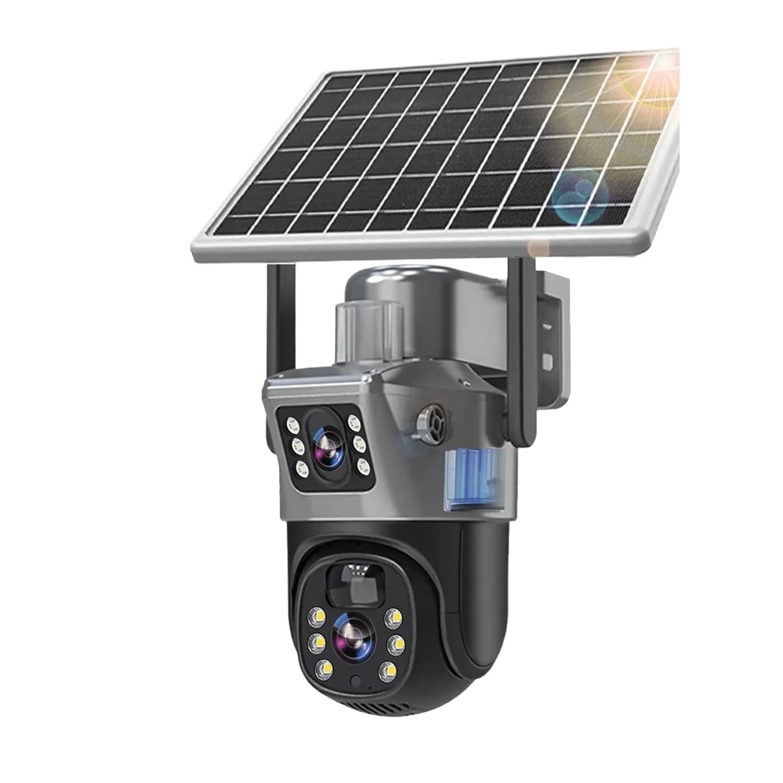 JVDDI Built-in Battery-Powered 6MP 4K WiFi Dual Lens Outdoor IP66 Waterproof Camera PIR Human Detection With Solar Panel Charging PTZ(WiFi 64g card)