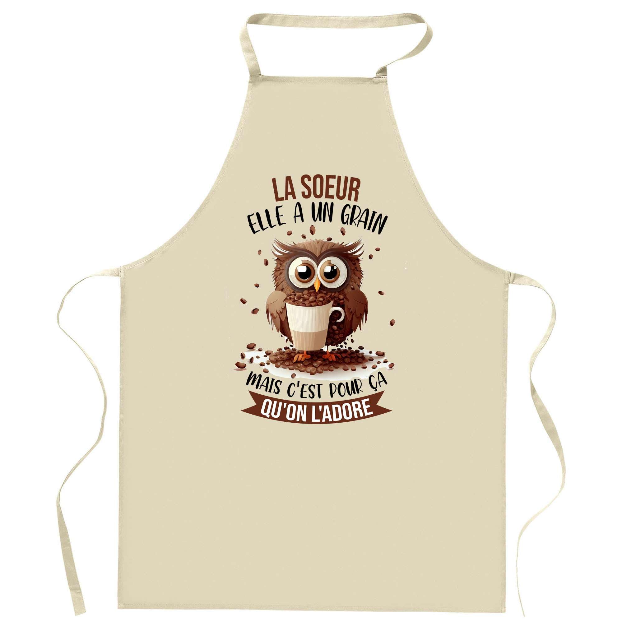 Tablier de Cuisine La Soeur Chouette - Cadeau Humoristique pour Cuisinière