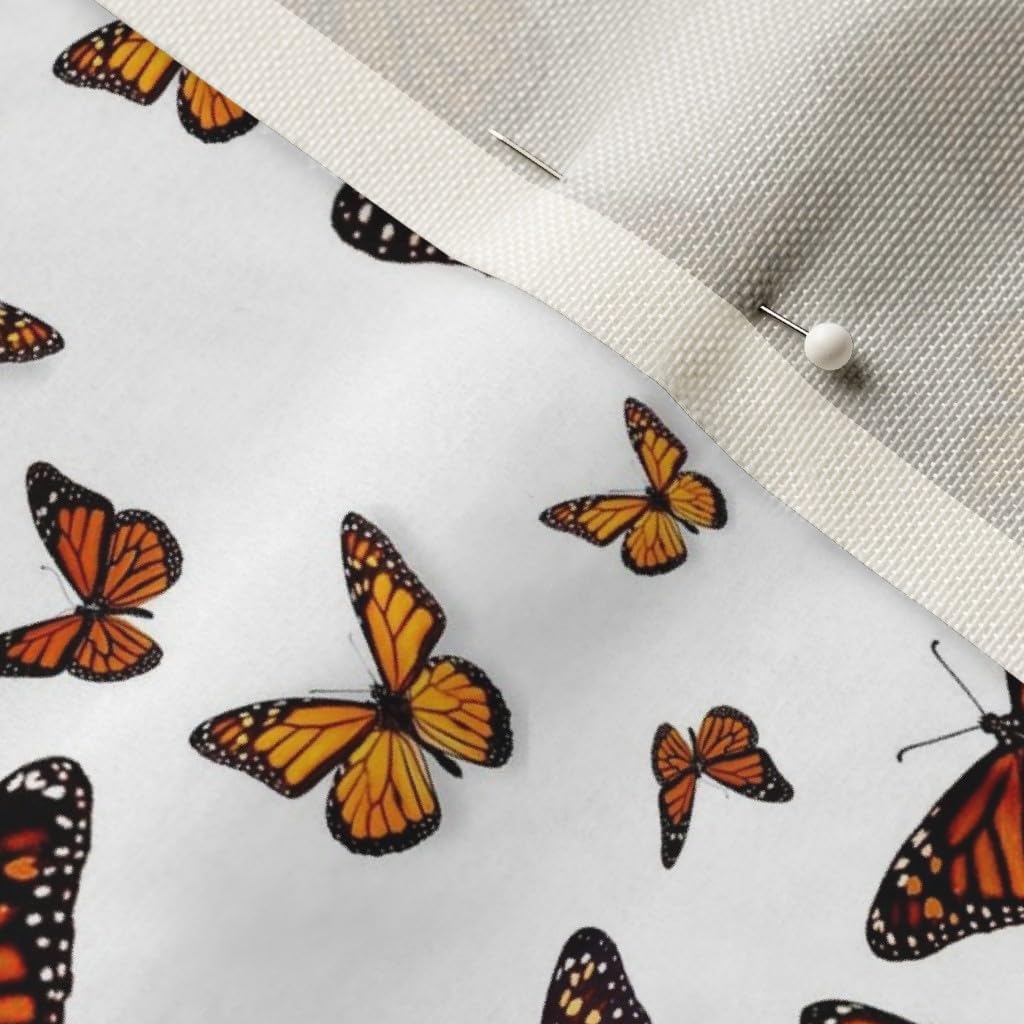 Spoonflower Fabric - Monarch Butterflies Butterfly Orange Nature Bug Insect Printed on Upholstery Velvet Fabric Fat Quarter - Upholstery Home Decor Bottomweight Apparel