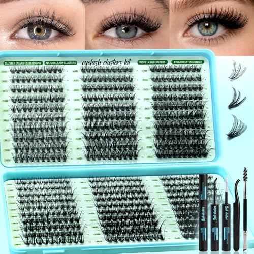 600pcs Wispy Lash Clusters Kit D Curl Lashes Cluster Natural Look Eyelashes