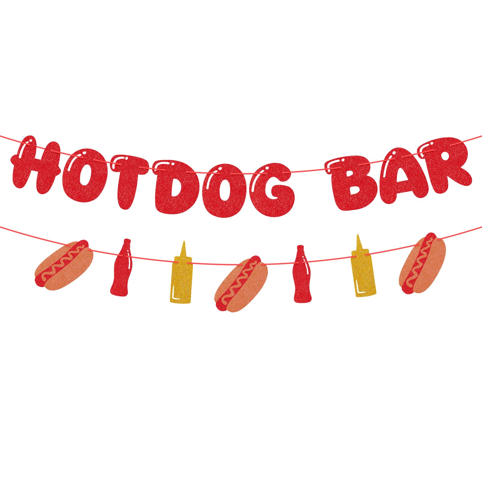 Hooqict Happy Birthday Banner Hotdog Birthday Party Decorations Hot Dog Party Banner Garland Sign for BBQ Picnic Sports Game Day Party Decorations Supplies