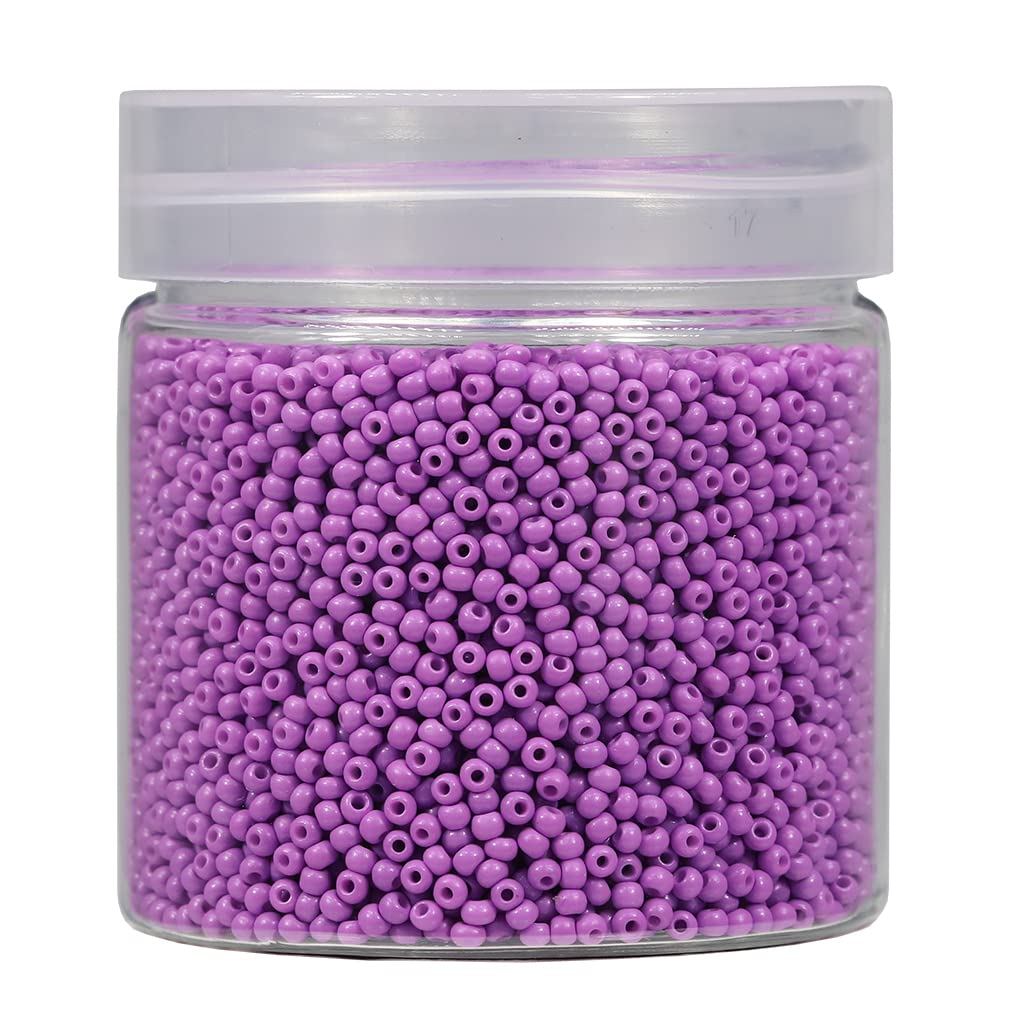 Size Almost Uniform 2mm Round Seed Beads 10000pcs /110 Grams in Box Purple Color 12/0 Small Glass Seed Beads for Jewelry Making, Hole 0.6mm (Purple)