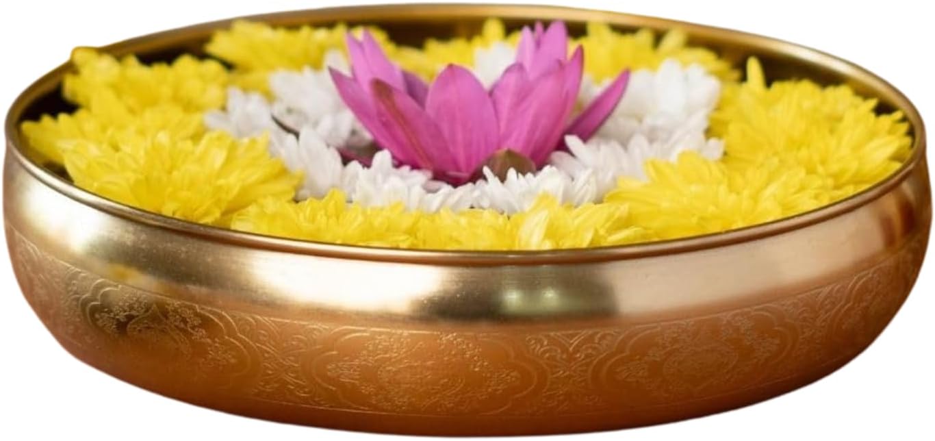 RITUALISTIC Maitri Brass Urli | Urli for Flower Decoration | Brass Urli Bowl for Home Decorations | Kitchen Décor | Bowl for Decoration | Perfect for Housewarming Gifts & Valentine's day gift