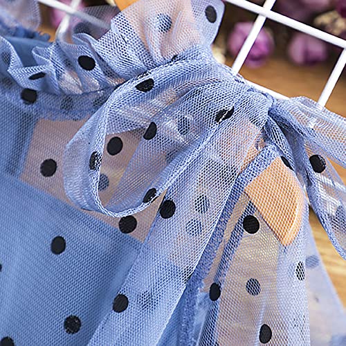Vestido de malla para niña de 1 a 7 años de manga larga con lazo 6