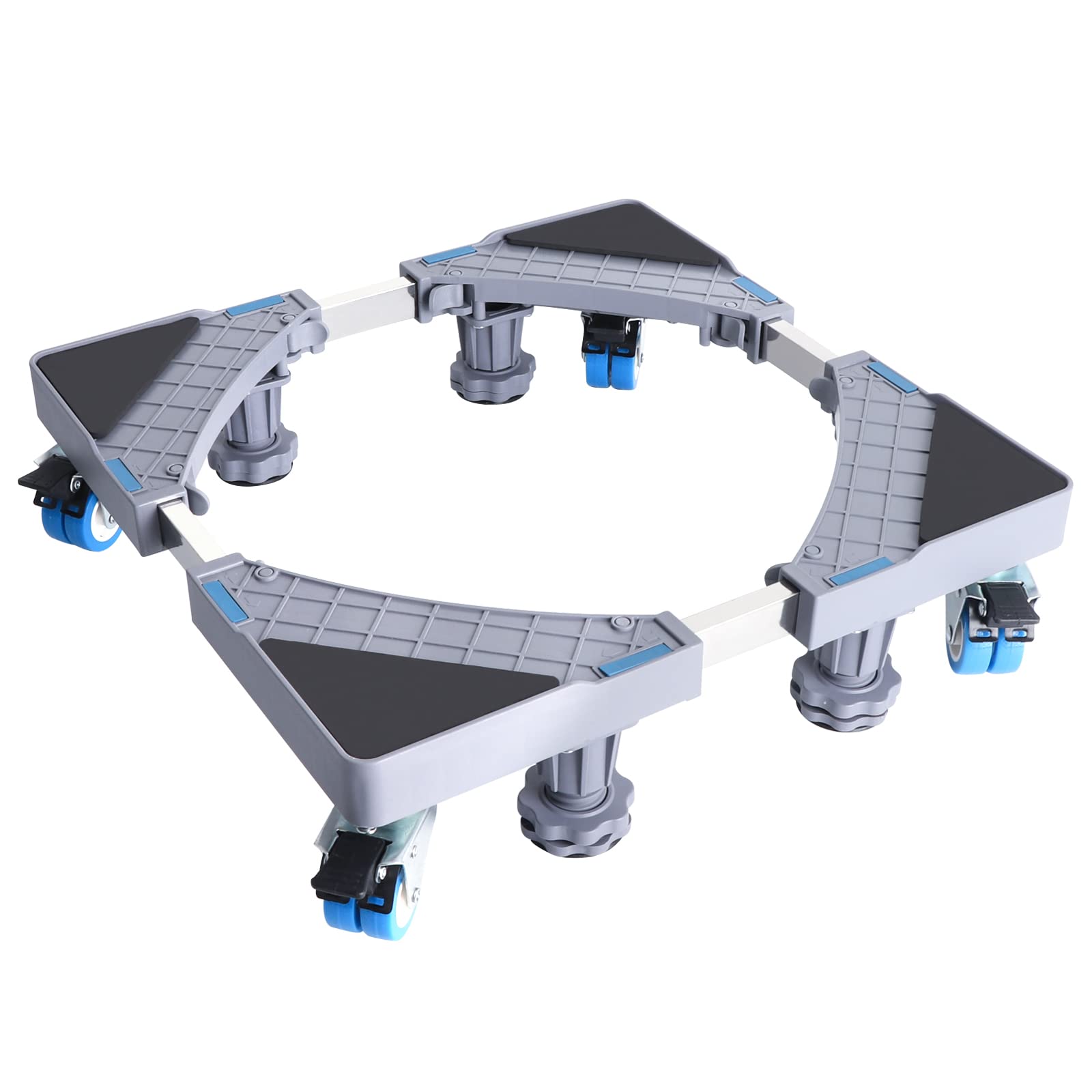 Manste Multi-Functional Furniture Dolly with 4 Dual-Locking Wheels 4 Feet Adjustable Movable Base Refrigerator Stand for Washing Machine Refrigerator and Dryer