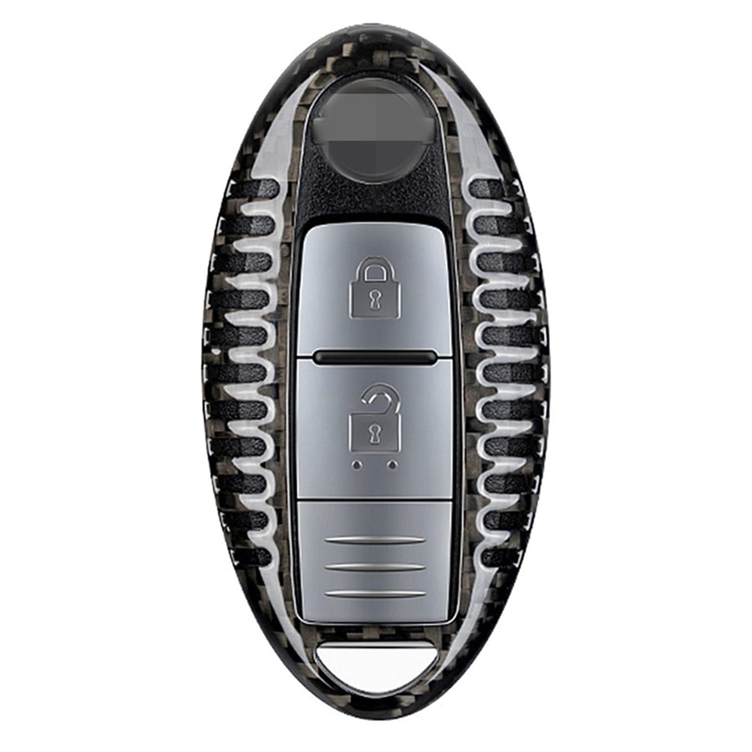 M.JVisunGenuine Carbon Fiber Key Fob Cover for Nissan 370Z Altima Maxima Murano Armada GT-R Leaf Sentra Rogue Pathfinder Versa Smart Car Remote Key Fob Case for Men Women - Black