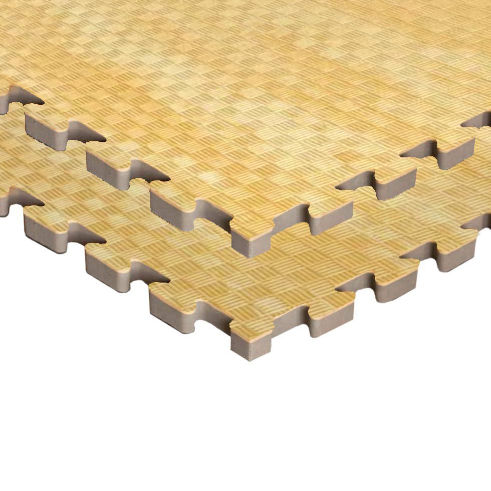 JOWY Tatami Puzzle para Gimnasio, Artes Marciales, Judo, Karate, Taekwondo, Yoga, Fitness y Zonas de Estiramiento | 1x1m | 2 cm Grosor | Color Madera (9 Unidades)