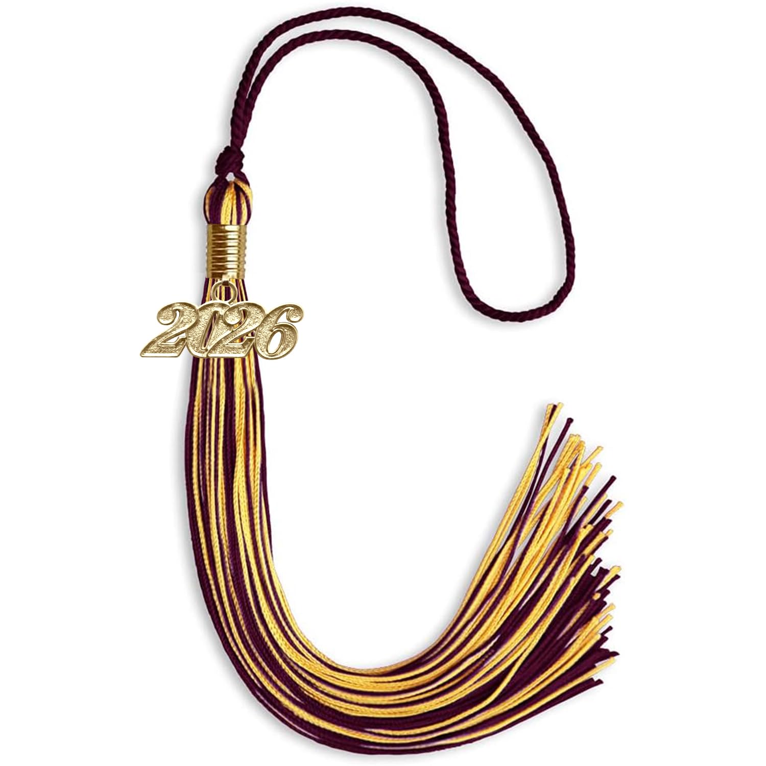 Endea Graduation Mixed Double Color Tassel with Gold Date Drop (Maroon/Gold, 2026)