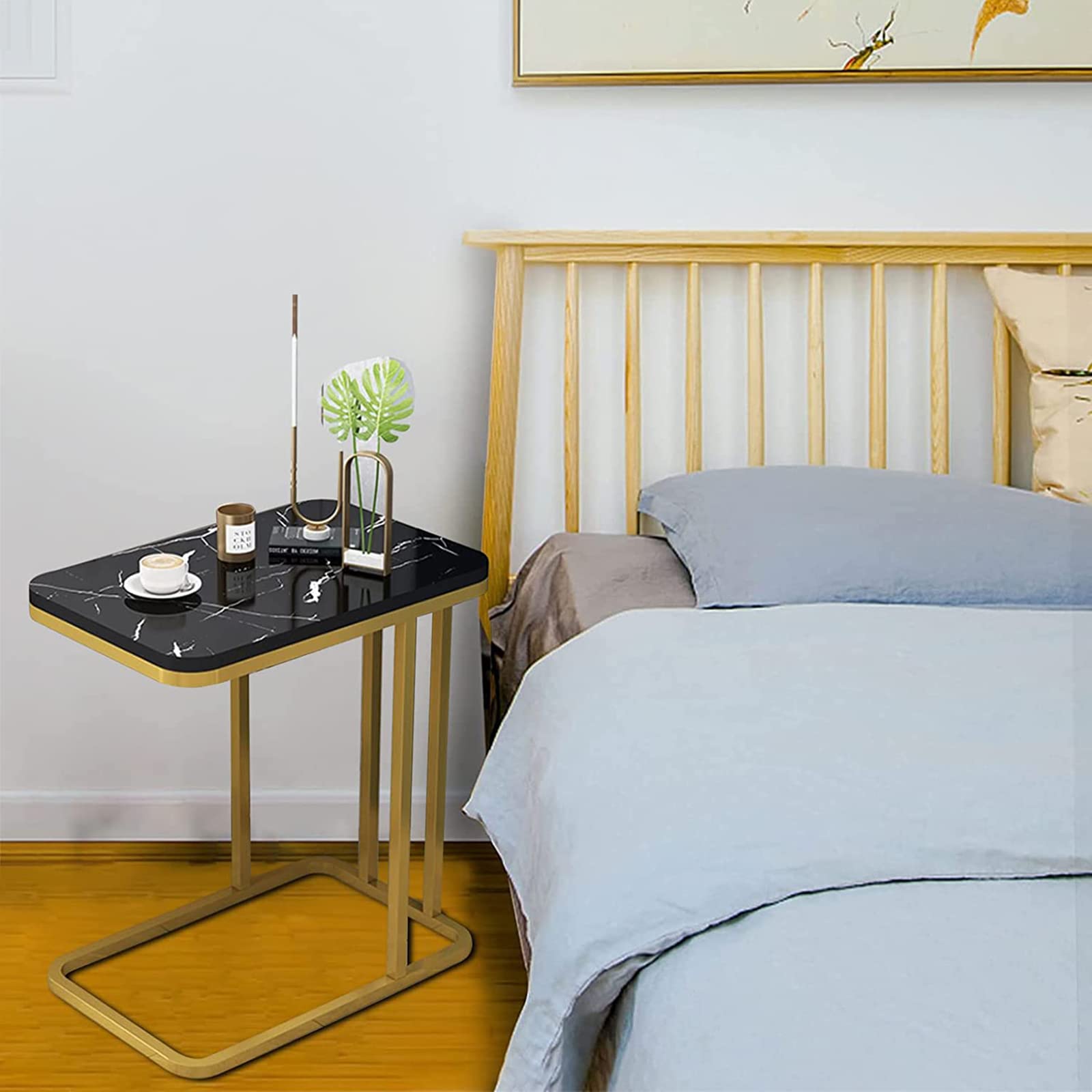 Serteaw Tavolino A Forma Di C, Robusto E Salvaspazio, Per Divano E Comodino, Design Moderno - 4