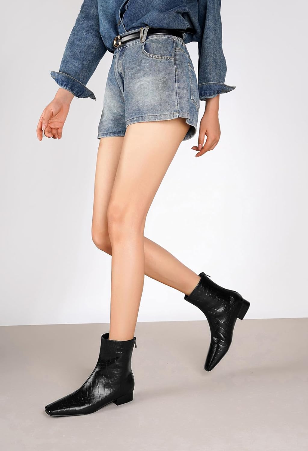 Beauty Cry Women's Booties Low Heel Square Toe Ankle Boots - Image 6