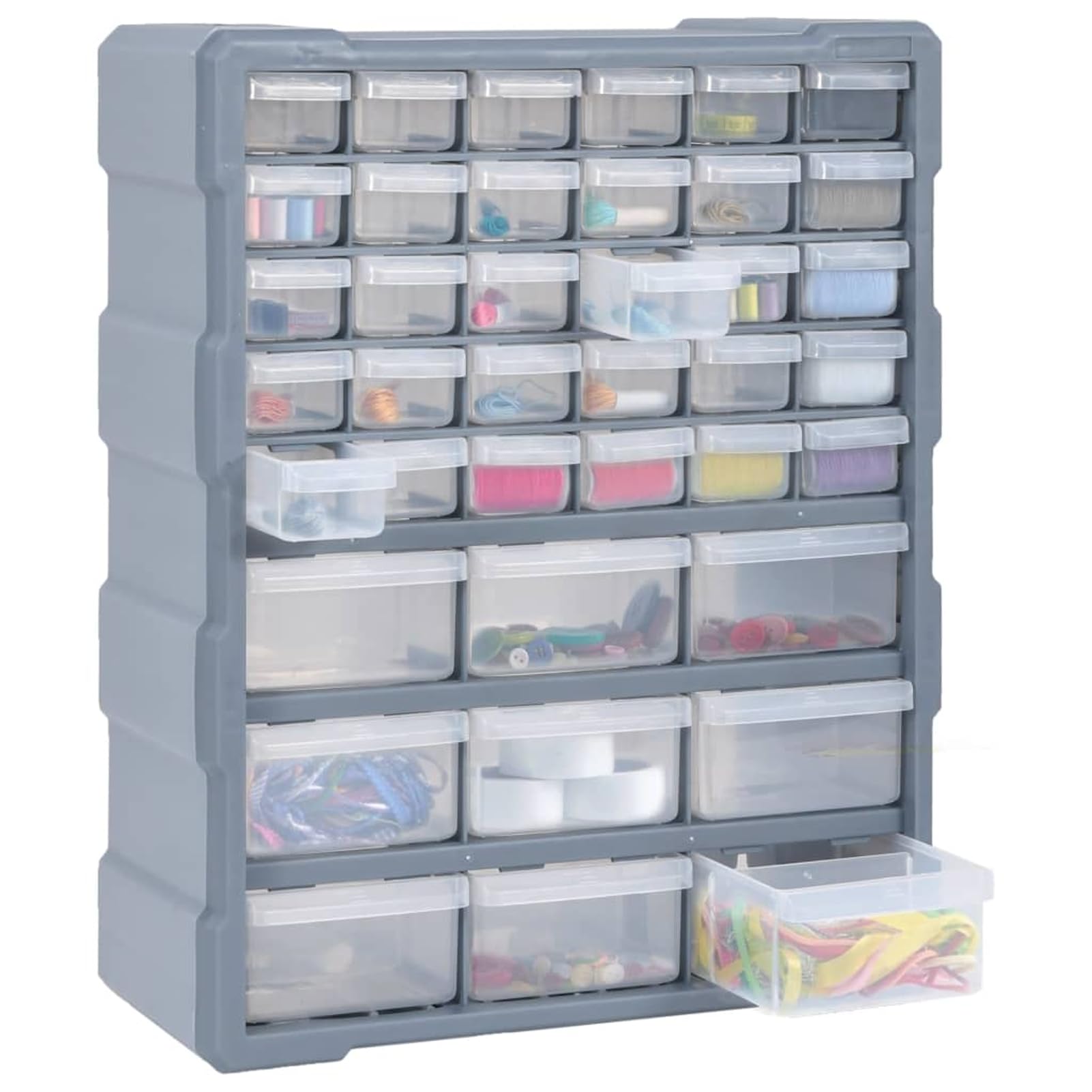 Homgoday Organizer Multi-Cassetti per Garage e Officina, 39 Cassetti in Plastica Resistente, Grigio, Dimensioni 38x16x47 cm, Ideale per Utensili e Accessori