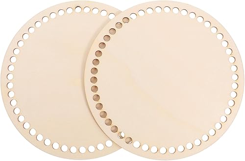 EXCEART 8 Pcs Handmade DIY Wood Chips Round Blank Basket DIY Bag Material Blank Basket Wood Base Bottom Bag Base Wooden Crochet Hooks Circle Purse