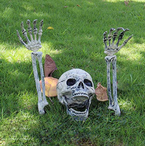 Hinleise Decoración Horror de Halloween Forma de Miedo Cráneo Adorno de Hueso para Jardín Bar Casa Embrujada