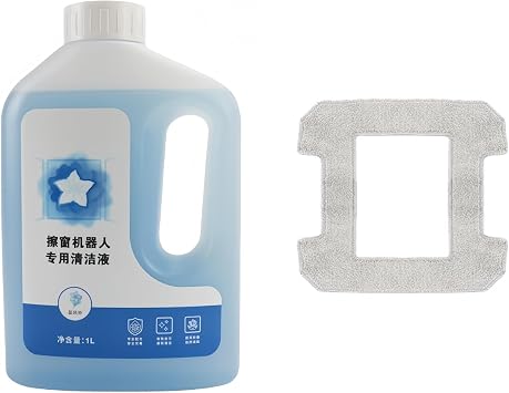 Cleaning Solution And Pads, Compatible With ECOVACS WINBOT Window Robot 1L Blue Bell Scent Cleaning Solution & Pads, Fits Models W1S, W1 PRO, W2 Pro, W2S ProX Pairs PadsSETB