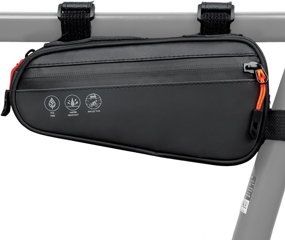 Bike Frame Bag, Water Resistant Bicycle Triangle Pouch with 2 Side Pockets, 3-in-1 Under Seat Storage Top Tube Pack for MTB Mountain Road Commuter Bikes, 1.2L
