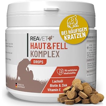 ReaVET Haut & Fell Drops   Leckerli f r Hunde die Sich h ufig kratzen   Hundesnack mit Lachs l & Biotin sowie mit hautberuhigenden Inhaltsstoffen aus Teufelskralle & Kokos l 350g 160 St ck