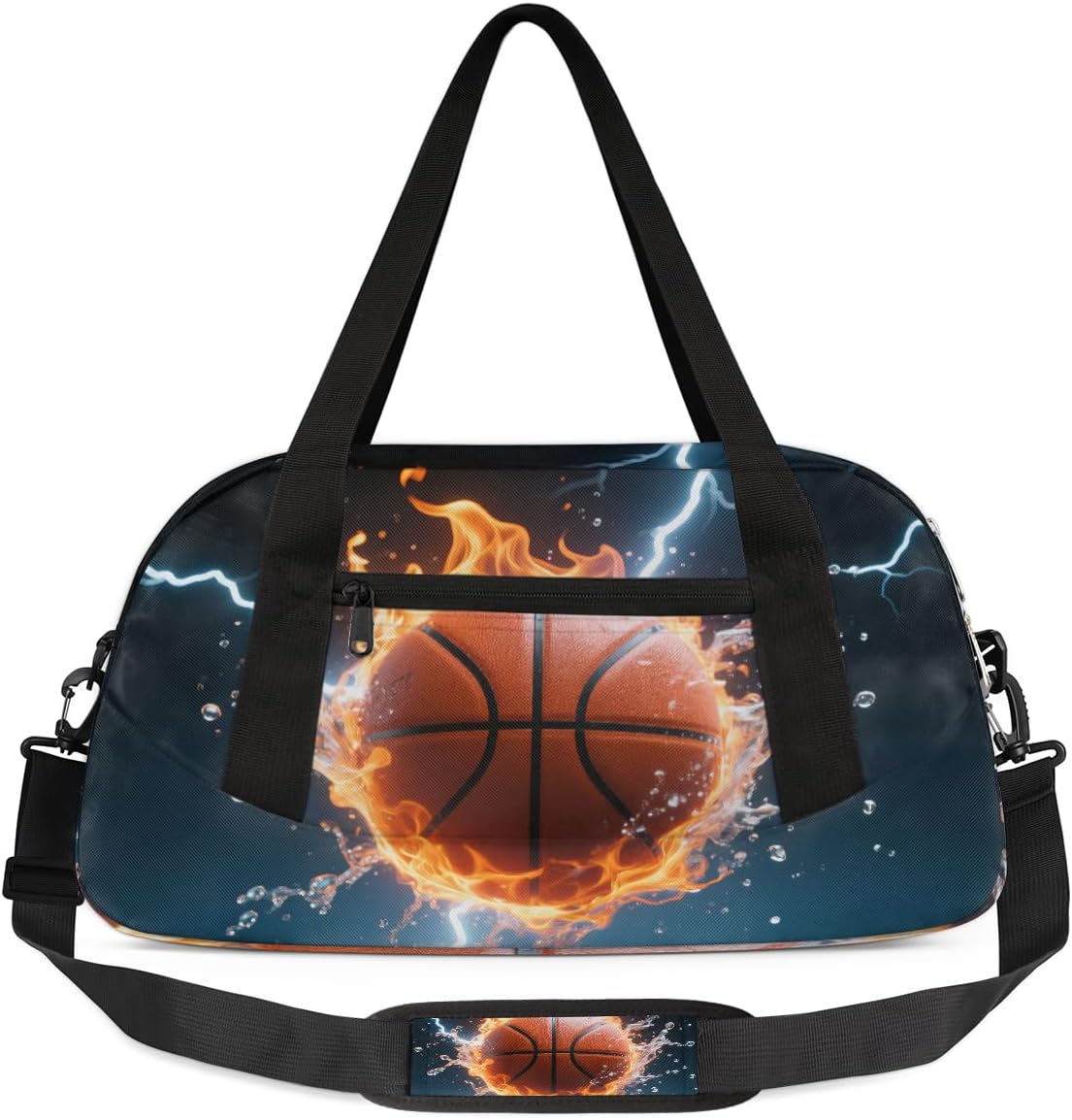 Fiery Basketball Duffel Bag for Kids Overnighter Small Duffle Bags for Boys & Girls, Sleepovers and Travel Duffel Bag for Kids, Carry-On Size & Ideal for School Practice or Sport Gym Bags