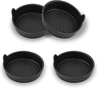SAVITA 4pcs Car Coasters, TPE Car Cup Coasters Car Cup Holder Coasters Universal Vehicle Coasters Removable Black Car Coasters for Car/SUV/Truck Car Interior Accessories