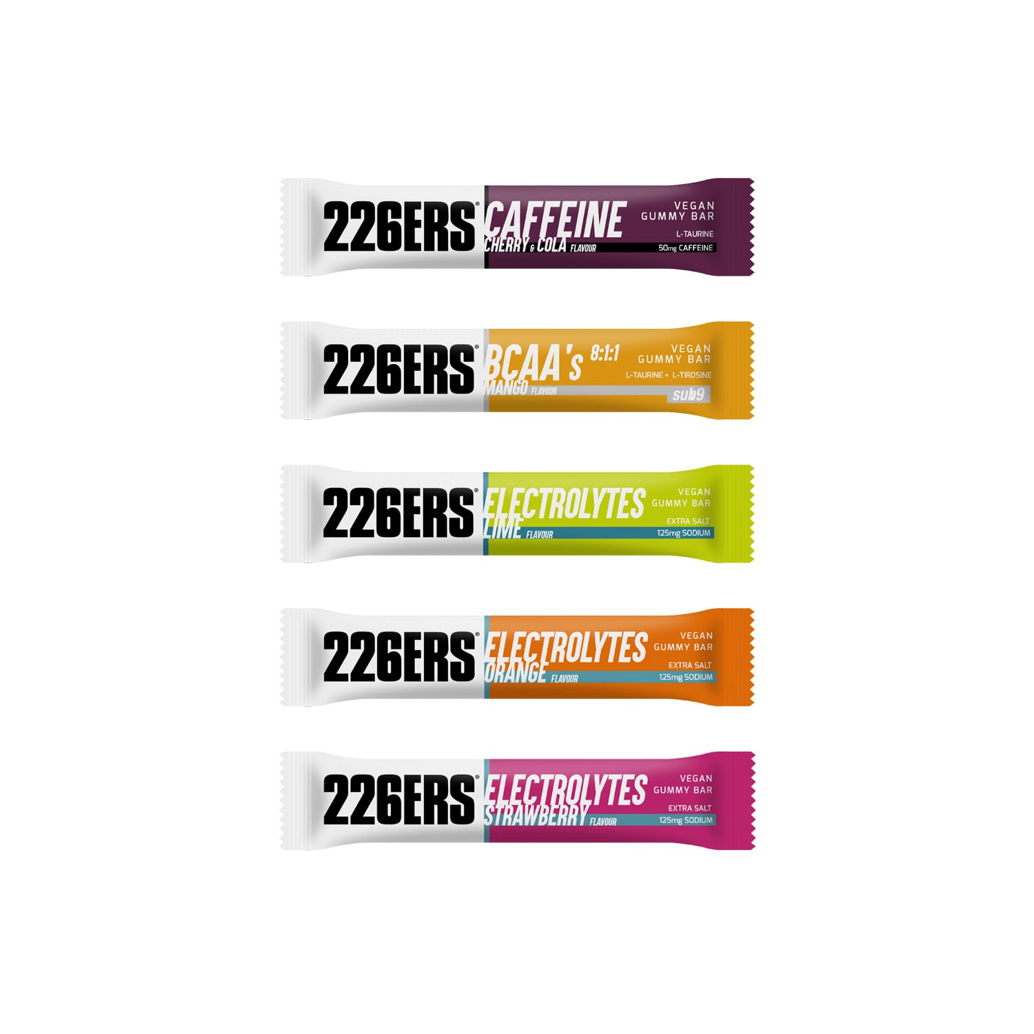226ERS VEGAN GUMMY BAR 30g LIME - KASSE | Leicht zu kauende Gummibärchen, 16 g Kohlenhydrate pro Dosis, 125 mg Natrium, Energie in einem Stück, glutenfrei, laktosefrei