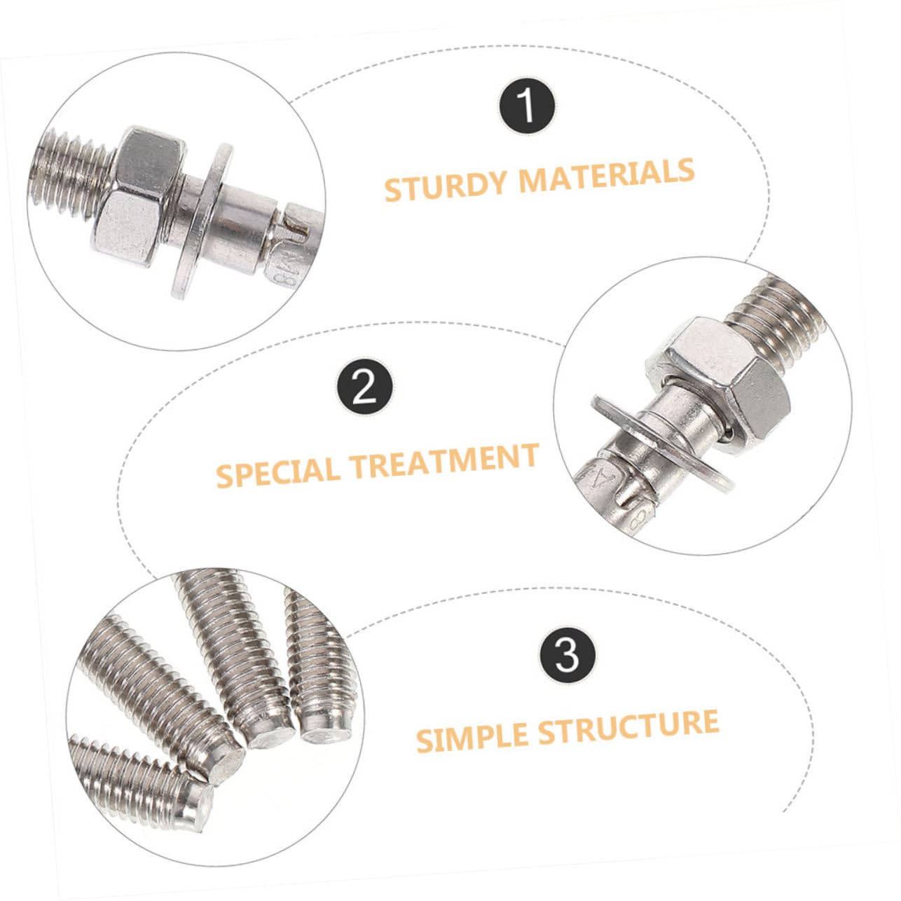 CHILDWEET 304 Stainless Steel Wedge Anchors High Strength Concrete Fasteners for DIY Projects