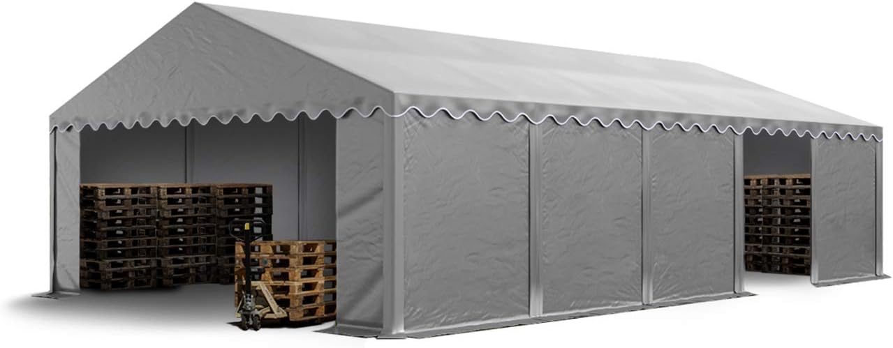 TOOLPORT Storage tent 5x10 m PVC 750 N waterproof grey shelter with ground frame