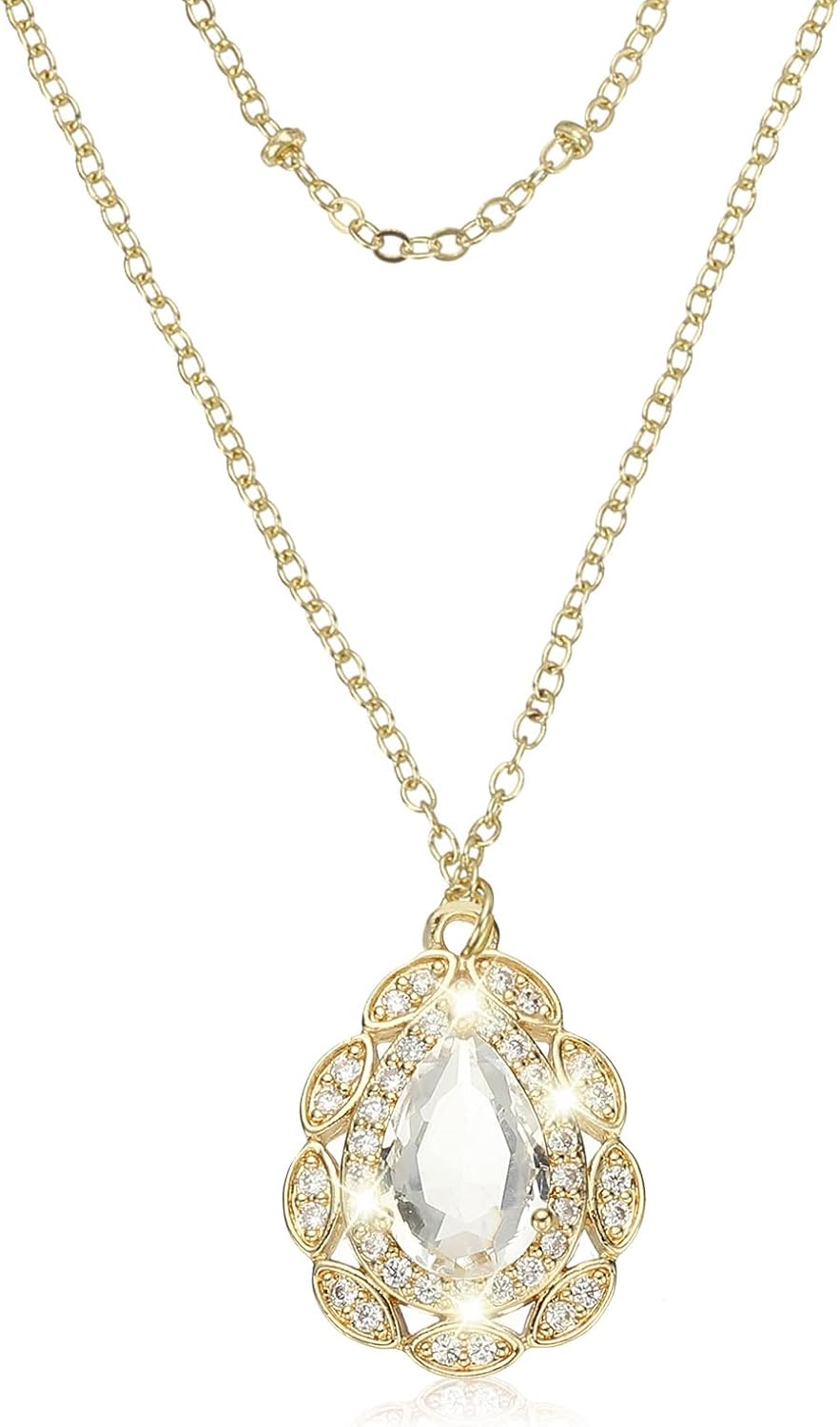 YOKIVE 5 Pcs Teardrop Charms, Zirconia Gold Plated Pendants Crystal Charm Dangle Pendant, Great for Necklace Earring Bracelet Jewelry DIY Craft(White) - Image 3