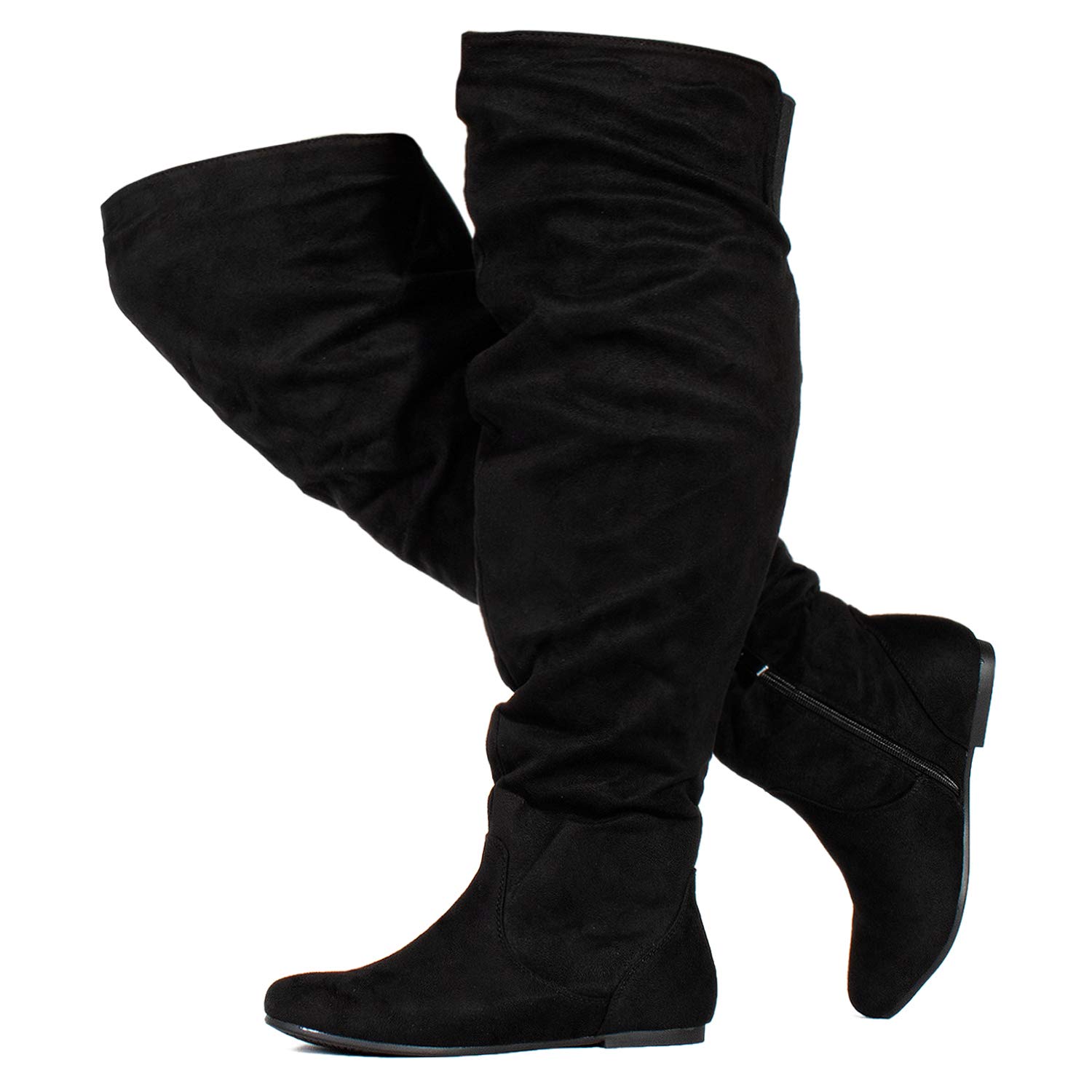 RF ROOM OF FASHION Womens Over The Knee Flat Heel Slouchy Boots Available in Regular and Wide Calf