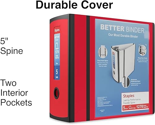 Vista 96 de Staples 1618292 4-Inch 3-Ring Better Binder Negro (44103)