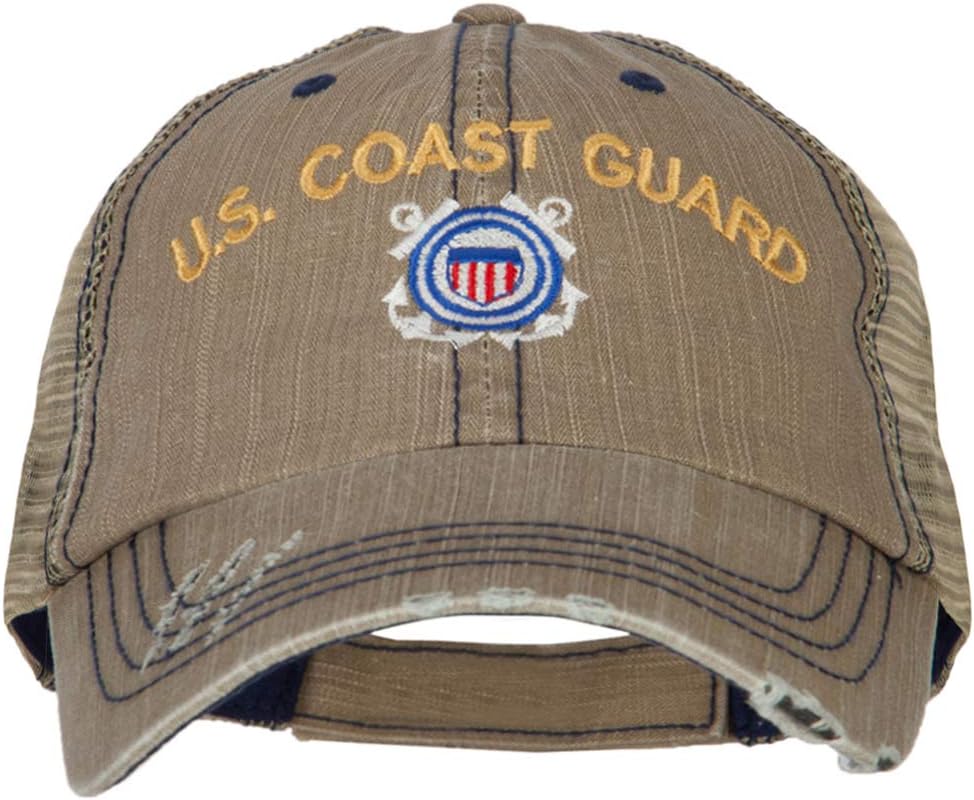 US Coast Guard Embroidered Low Profile Cotton Mesh Cap