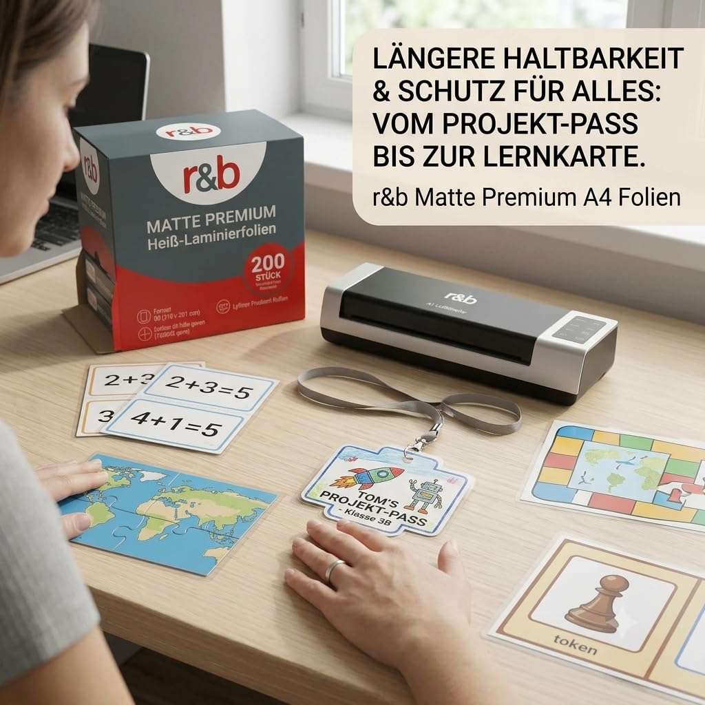 200 Stück MATTE PREMIUM Heiß-Laminierfolien - Entspiegelt - hochwertigste Verarbeitung A4 (216 x 303 mm) in 2x 75/80 MIC