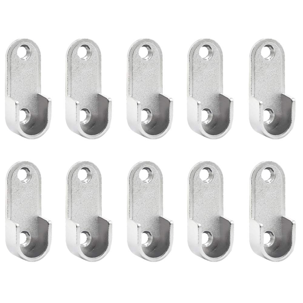 BTMB Oval Closet Rod End Supports Flanges Socket for 15x30mm Rods Pack of 10