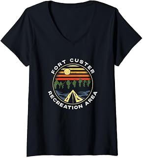 Fort Custer State Park Michigan Forest Camping Vacation V-Neck T-Shirt