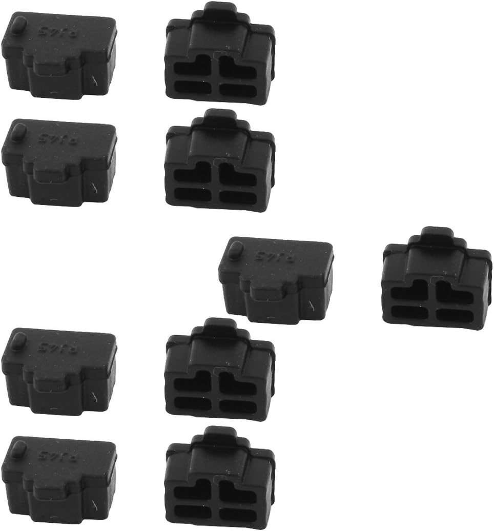 sourcing map Ethernet Hub Port RJ45 Cover Cap Protector Connector 10Pcs Black