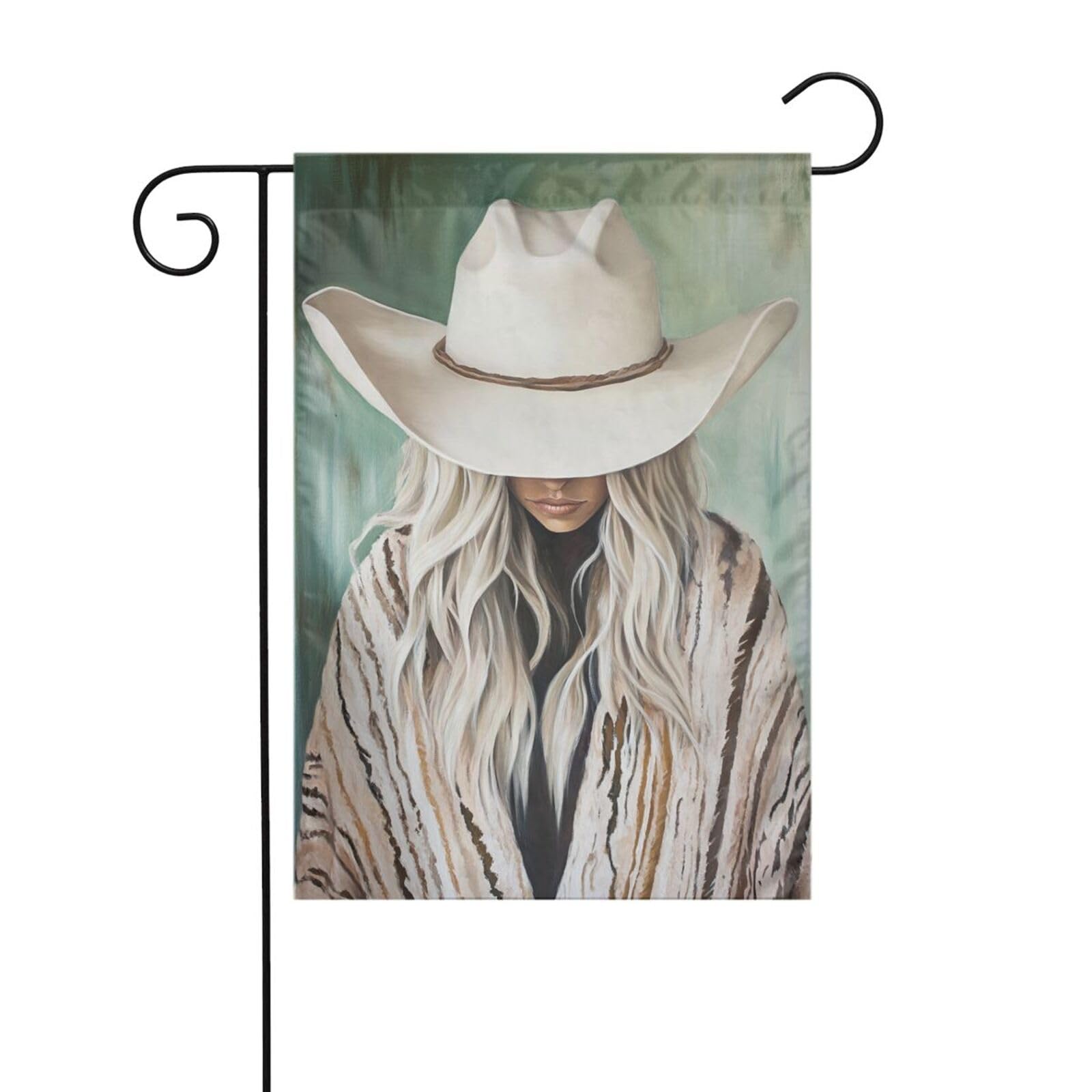 Cowgirl Wearing White Cowboy Hat Garden Flag 12x18 Vertical Double Sided Farmhouse Holiday Outside Decorations Yard Flag