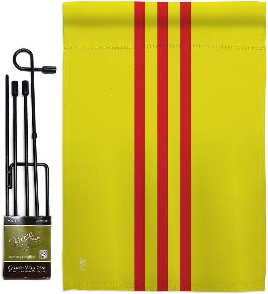 South Vietnam Garden Flag Set Wall Holder Regional Nationality Nation International World Country Particular Area Small Decorative Gift Yard House Banner Double-Sided Made In USA 13 X 18.5