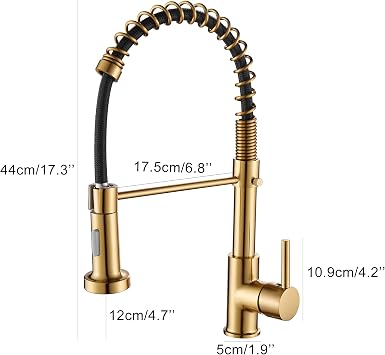 Kitchen Faucet Spring Pull Down Single Handle Brass Deck Mounted Kitchen Sink Faucets (Matte Gold)