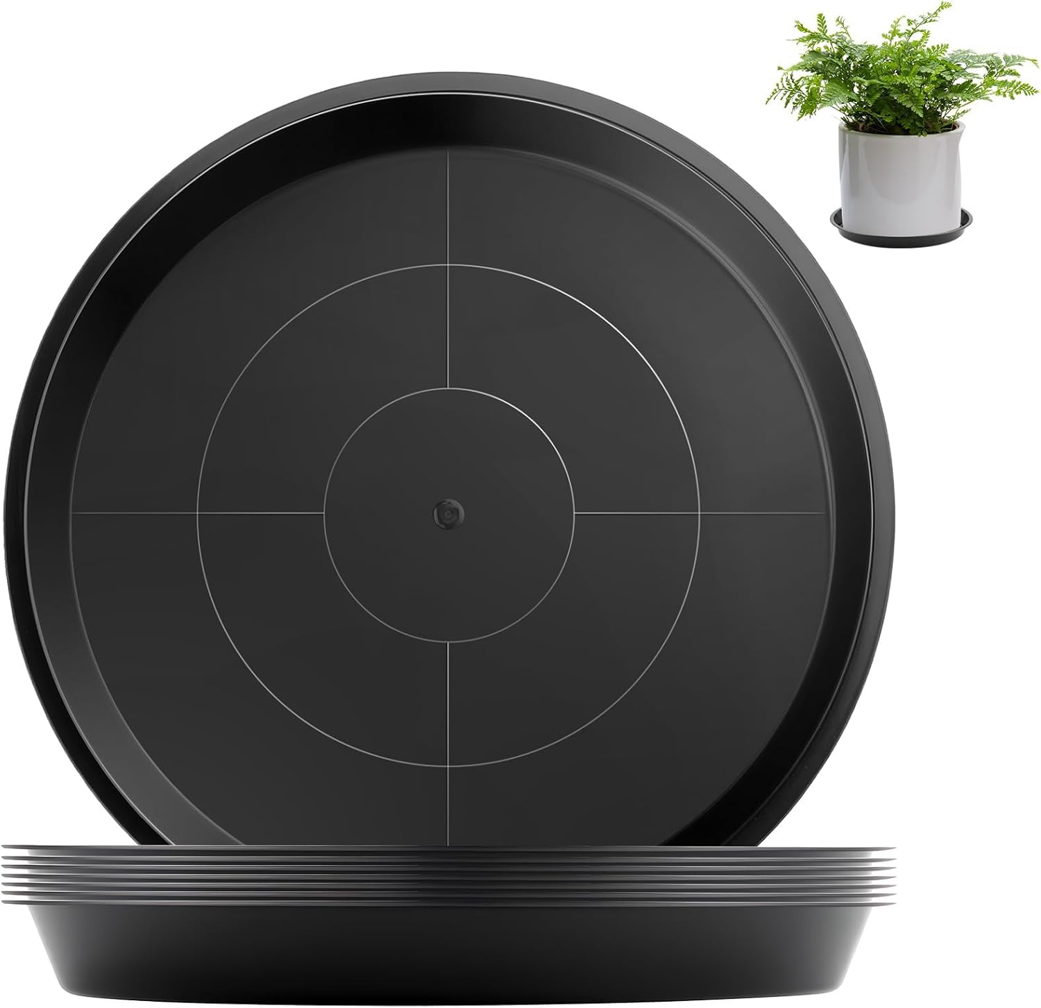 sturiz Pack of 16 Flower Pot Coasters Round 30 cm Pot Coasters Plants Black Saucer Flower Pot Plastic Plant Pot Saucer for Indoor and Outdoor Plants