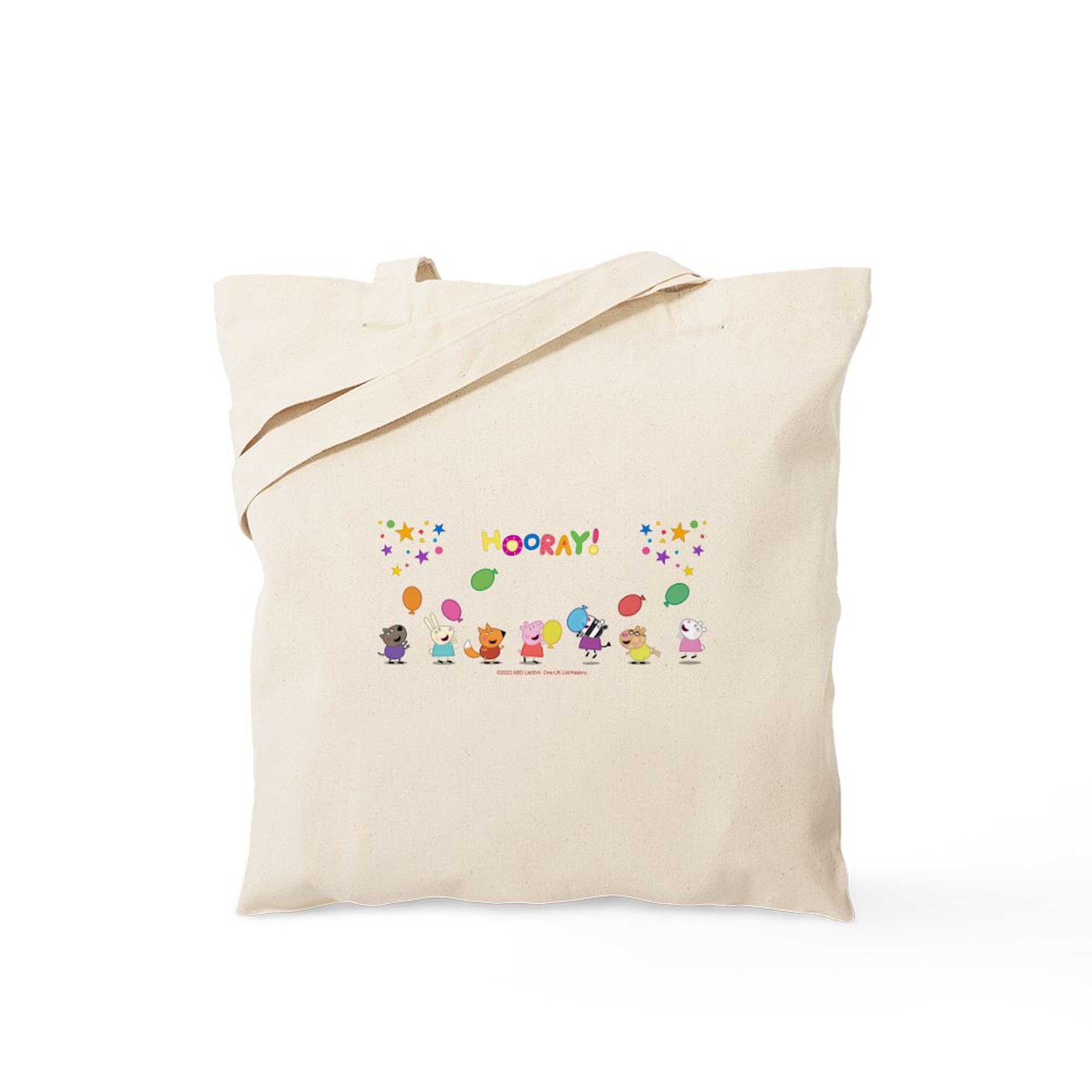 CafePress Peppa Pig Group Balloons Natural Canvas Tote Bag, Reusable Shopping Bag