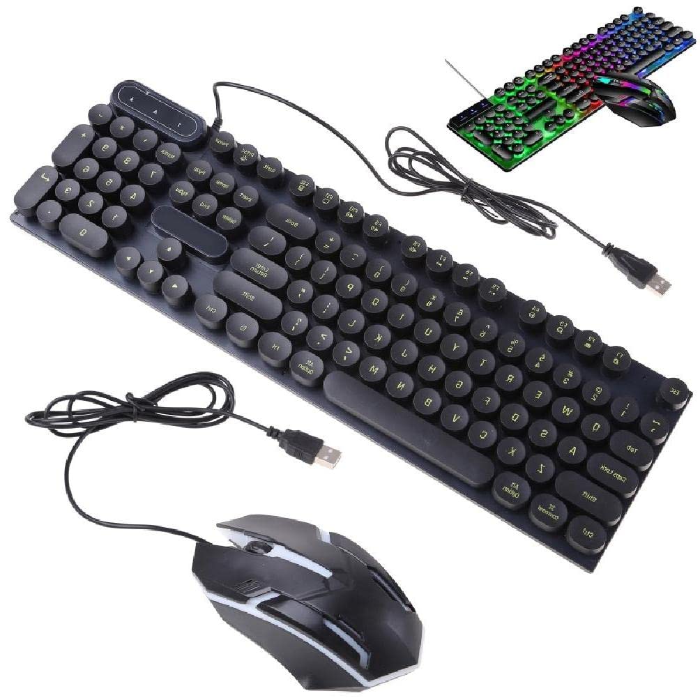 Clavier mécanique de jeu rose 104 touches avec interrupteurs bleus rétro pour PC portable