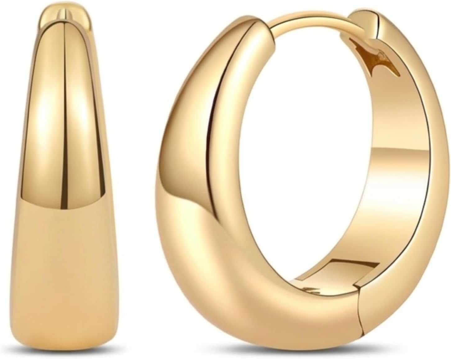 14K Yellow Gold Hoop Earrings for Women, 14kt Huggie Hoops Earring for Woman Hypoallergenic, 14mm/18mm/22mm