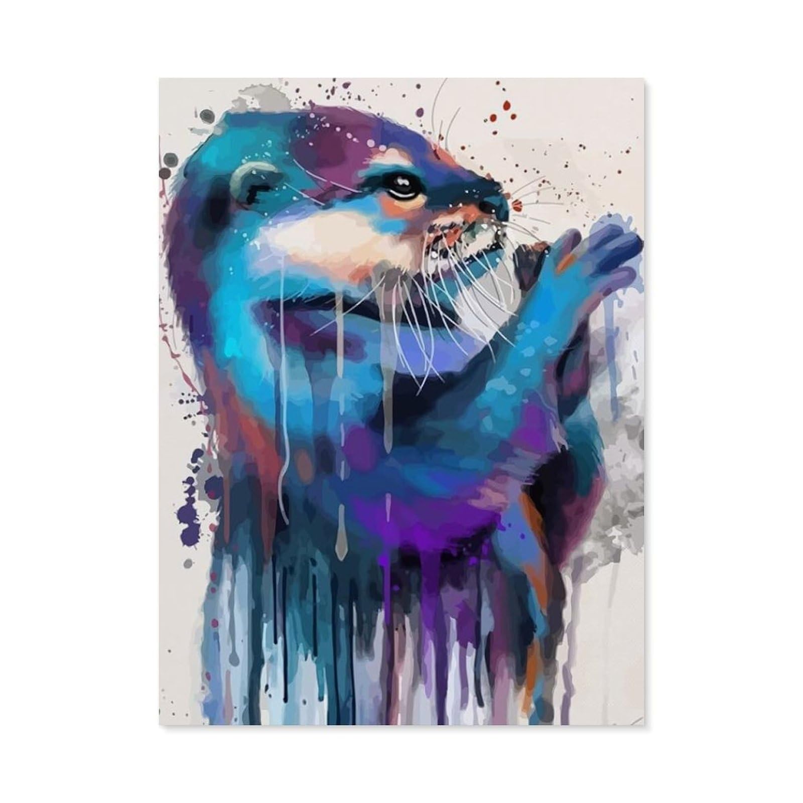 BEAYODKP Paint by Numbers for Adults，Colorful Otter，DIY Oil Painting Paint by Number Kits Linen Canvas Wall Art House Decor(30x40cm) 11.8x15.7 inches-H94