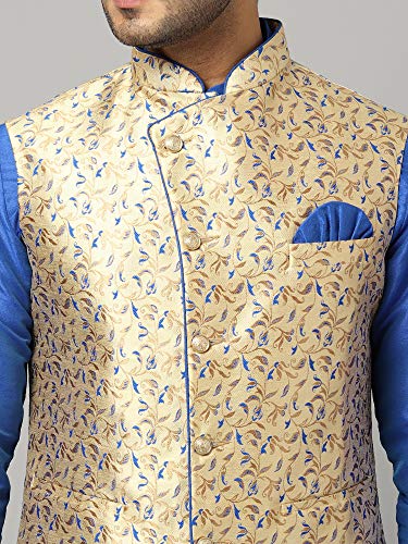 Image of Uri and MacKenzie Men's Silk Blend Kurta Churidar Pyjama with Stylish Nehru Jacket