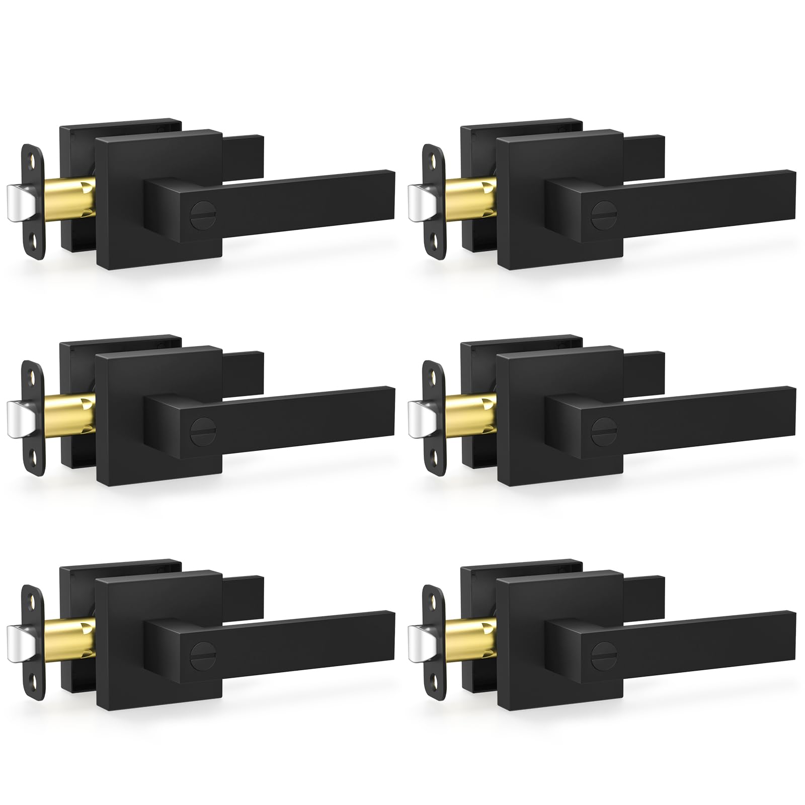 Satin Brass Door Knobs - 10 Pack Privacy Locks -16