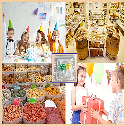 HVDHYY 600pcs Sachet Plastique Transparent Noel Sachet Bonbon Biscuit Petit Sacs OPP Cellophane Autocollants 7X10cm 10X13cm 14X17cm pour fête d'anniversaire/Noël /Mariage (Flocon de neige) - Image 7