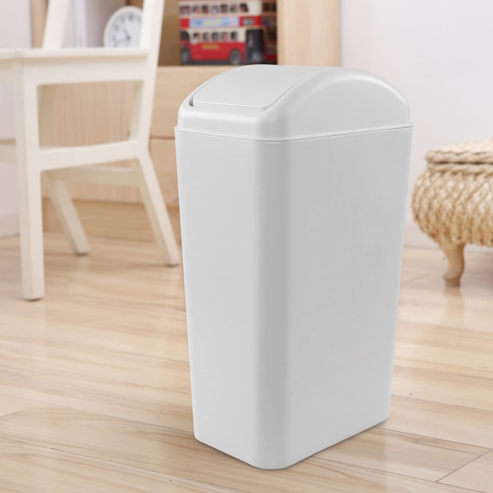 Hespapa Pattumiera in Plastica, 14 L, Grigio Plastica Pattumiera Secchio Basculante