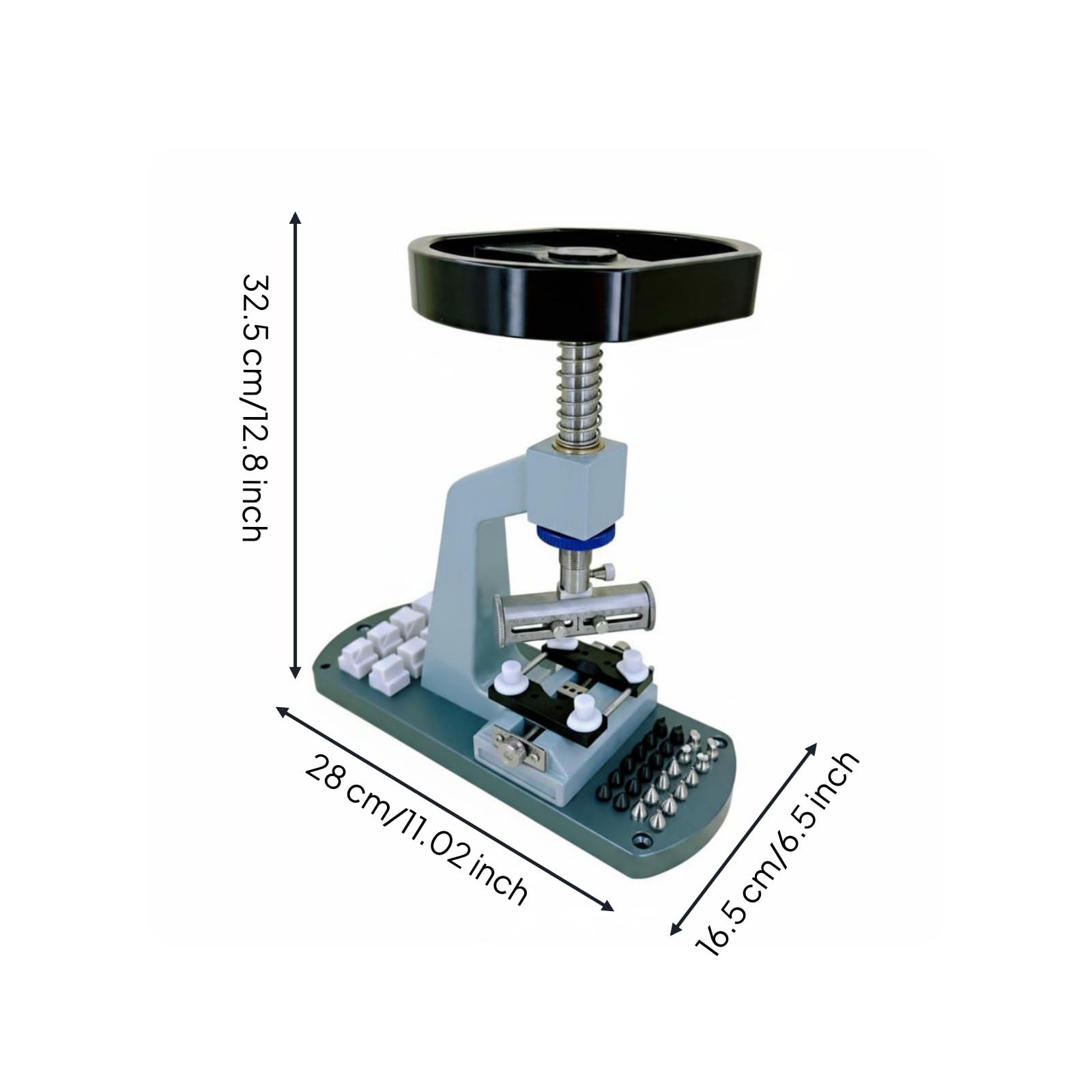 Abridor de Fondos de Reloj Máquina Quitafondos Profesional Soporte con Guía Ajustable Puntas para Varias Cajas Control Antideslizante en Metal