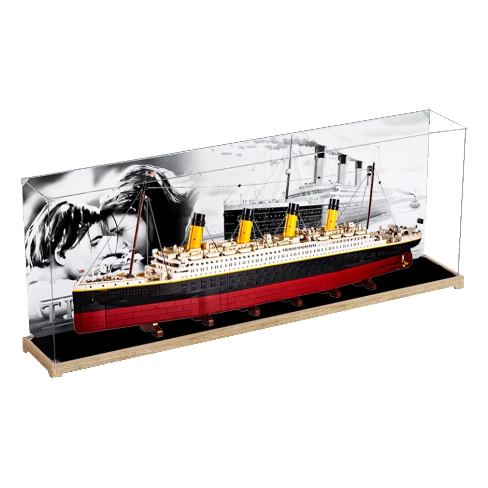 Akrylowa witryna do modelu Lego 10294 Titanic, pyłoszczelna przezroczysta witryna, gablota z kolekcji modeli (model nie jest dołączony) (Tło A)