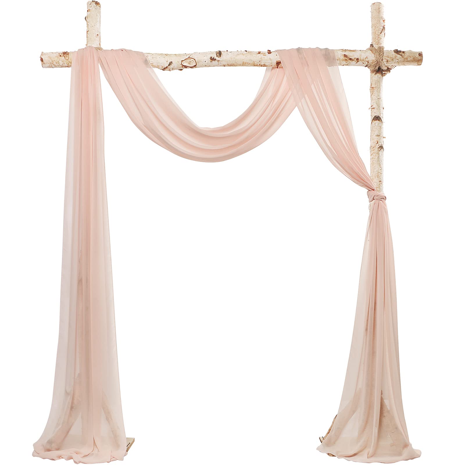 Photo 1 of Forwedo 20Ft Wedding Arch Draping Fabric Panels, Blush Pink Chiffon Table Runner Decoration, Fabric Drapes Arbor Drapery Wedding Ceremony Reception Swag Decorations for Wedding Party Decoration …