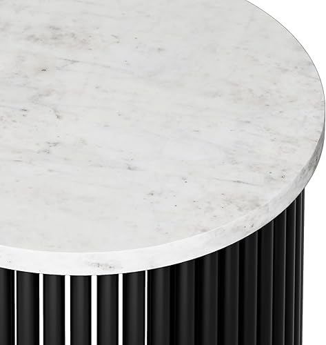 Miniatura 7 de SIMPLIHOME Demy - Mesa decorativa industrial de metal de 18 pulgadas de ancho en mármol blanconegro, totalmente montada, para sala de estar y